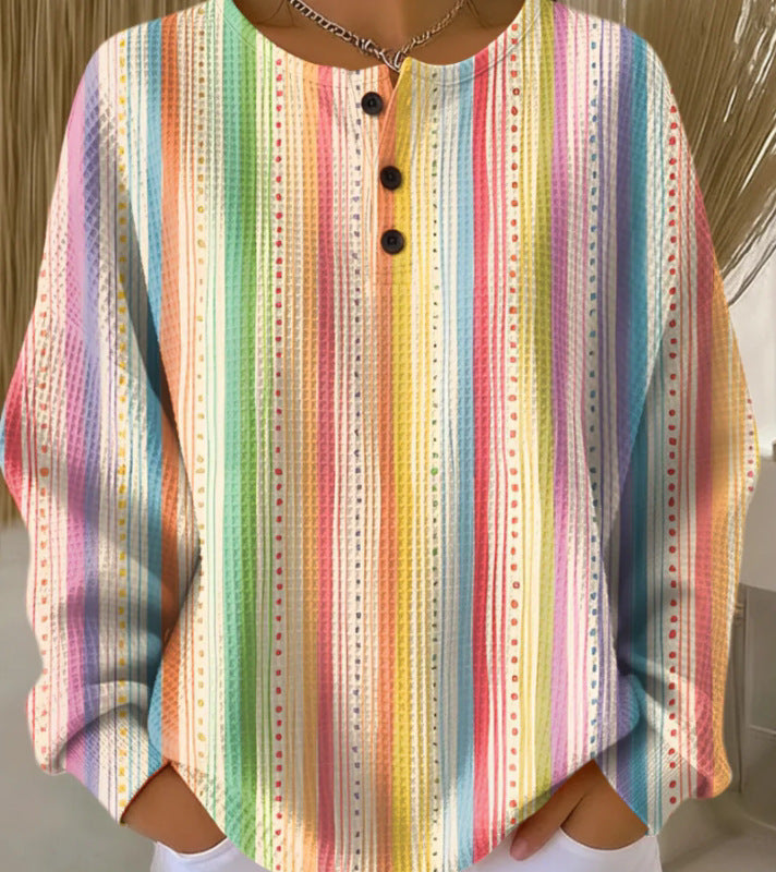 Nadia Whitbourne | Christmas Print Long Sleeve Button Top For Women