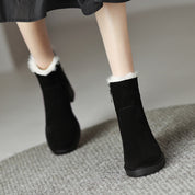 Adrienne DuBois | Fur-Trim Suede Ankle Boots With Side Zipper For Women