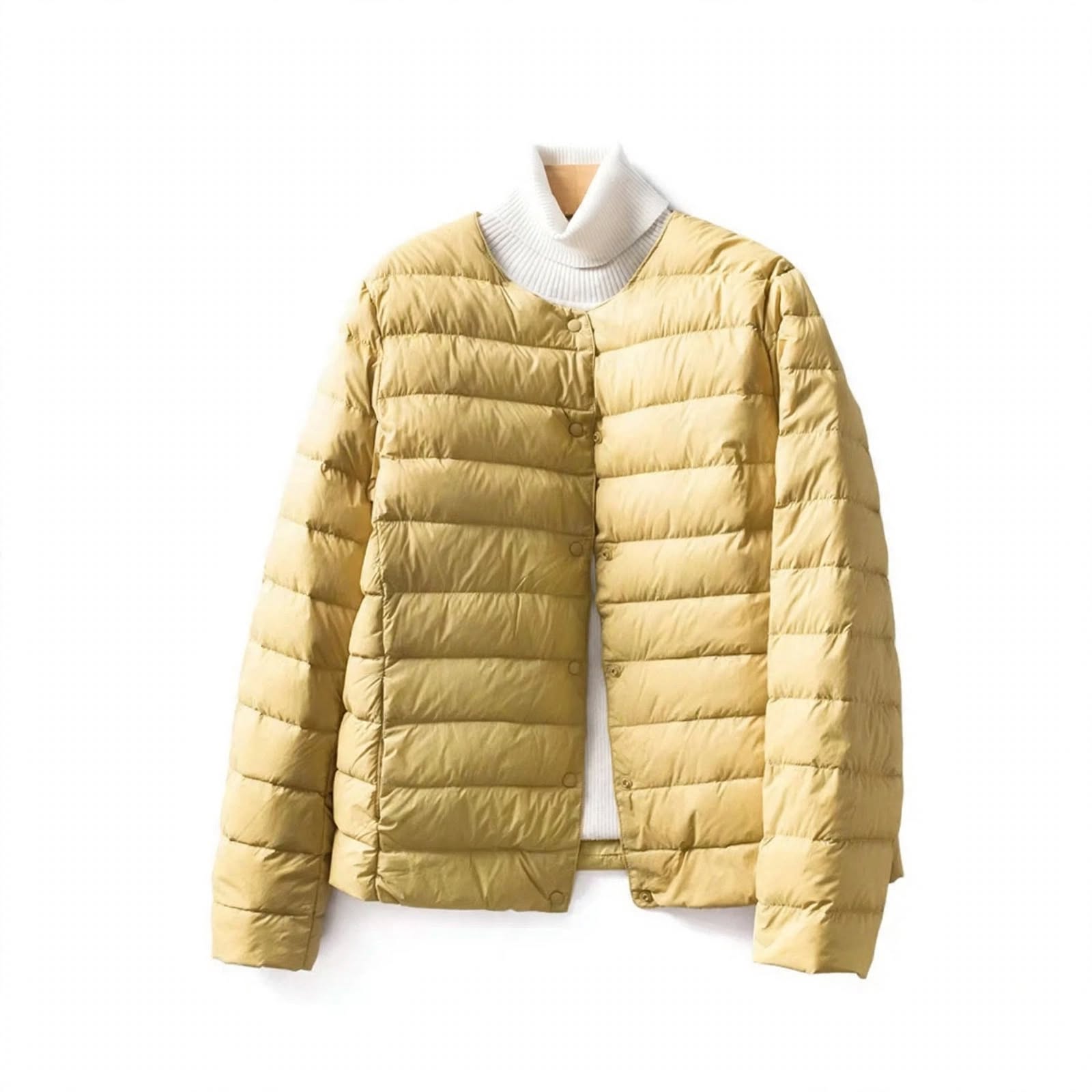 Hollis Brookhaven | Cream Lightweight Collarless Puffer For Women