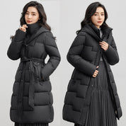 Polly Kemphurst | Belted Long Hooded Puffer Coat For Women