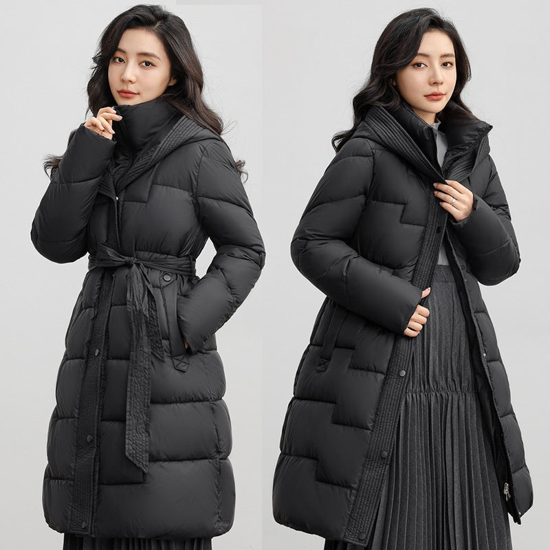 Polly Kemphurst | Belted Long Hooded Puffer Coat For Women
