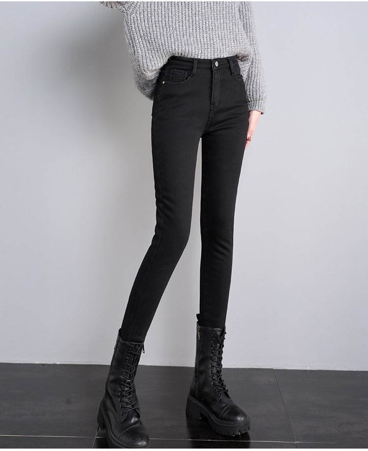Elise Chambord | High Waist Fleece-Lined Skinny Denim Pants For Women