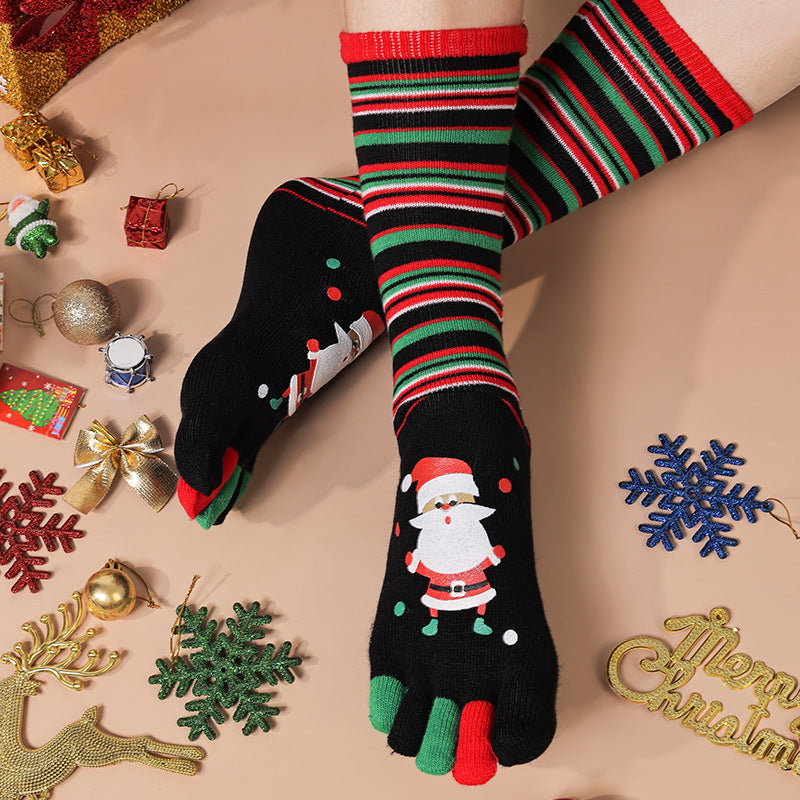 Harper Delacourt | Festive Santa Five-Toe Christmas Socks For Women