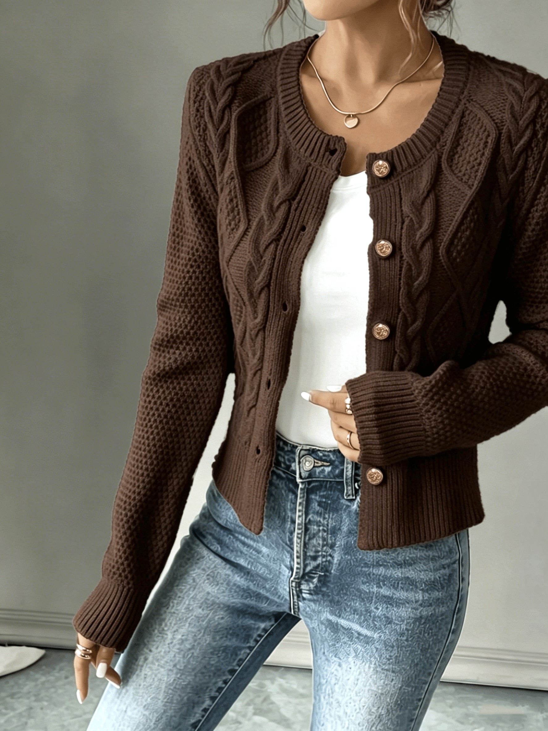 Vittoria Rossignol | Cable-Knit Button-Front Cardigan For Women