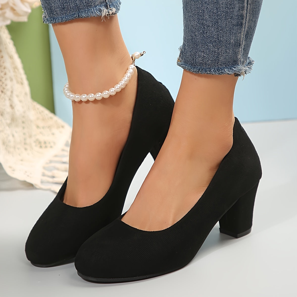 Guinevere Ashton | Black Block Heel Pumps – Orthopedic Comfort