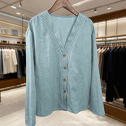 Liliane Castagne | V-Neck Linen Blouse For Women