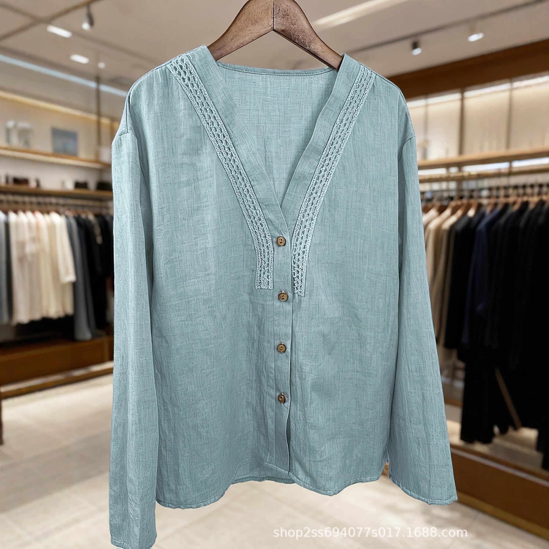 Liliane Castagne | V-Neck Linen Blouse For Women