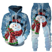 Frost Buddy | Blue Snowman Print Christmas Hoodie For Men