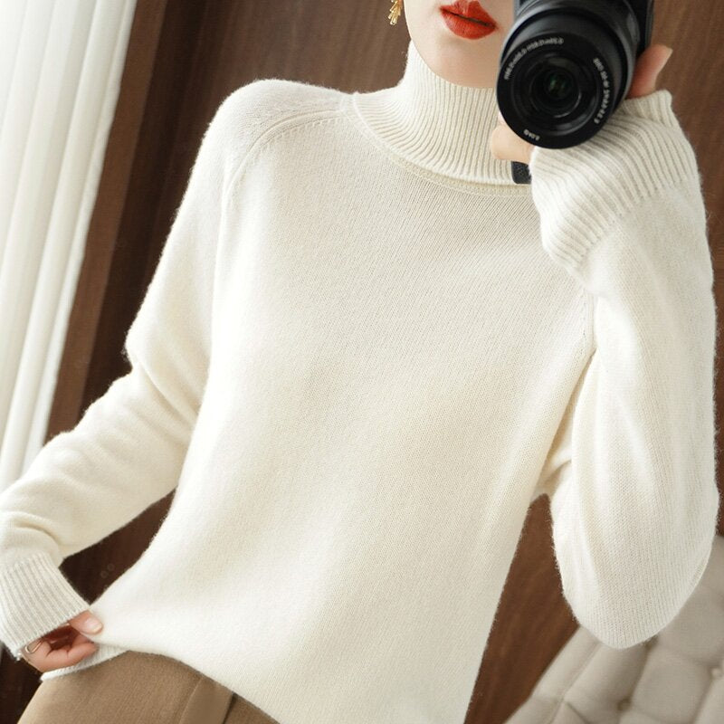 Ottavia Castellon | Turtleneck Ribbed Knit Sweater For Women
