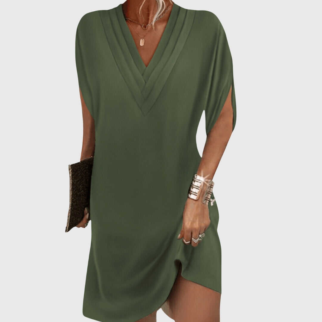 Lavinia Stormveil | Black V-Neck Tummy-Hiding Mini Dress