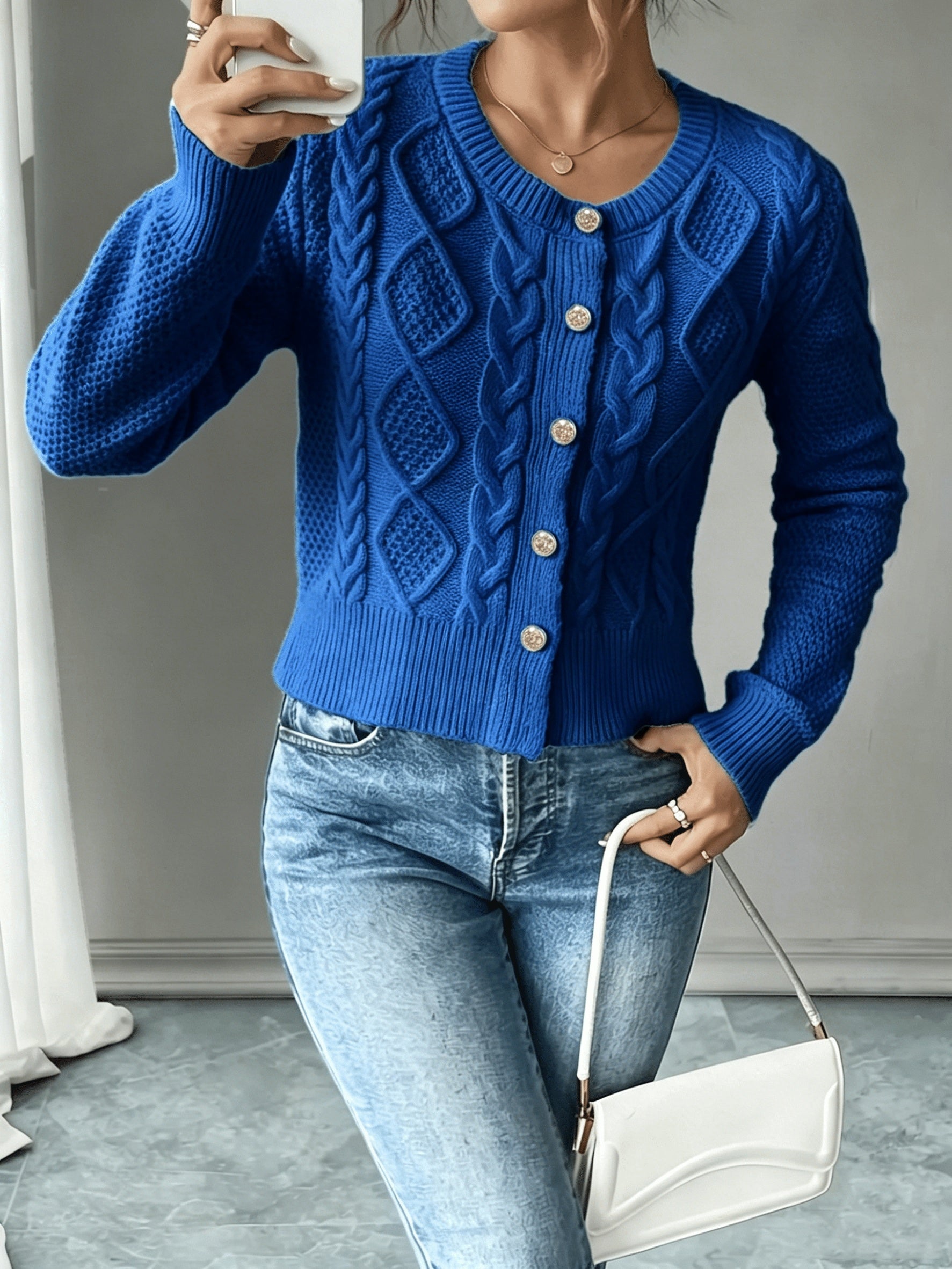 Vittoria Rossignol | Cable-Knit Button-Front Cardigan For Women