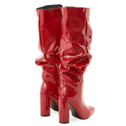 Camille Dubreuil | Patent Leather Chunky Heel Knee-High Boots For Women