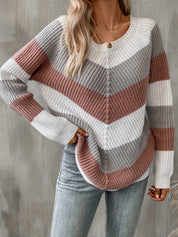 Nathalie Osgood | Colorblock Chevron Knit Sweater For Women