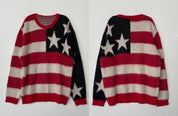 Harlow Vantisse | Star Stripe Round Neck Loose Sweater For Women