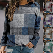 Simone Beaumont | Colorblock Plaid Crew Neck Sweater For Women