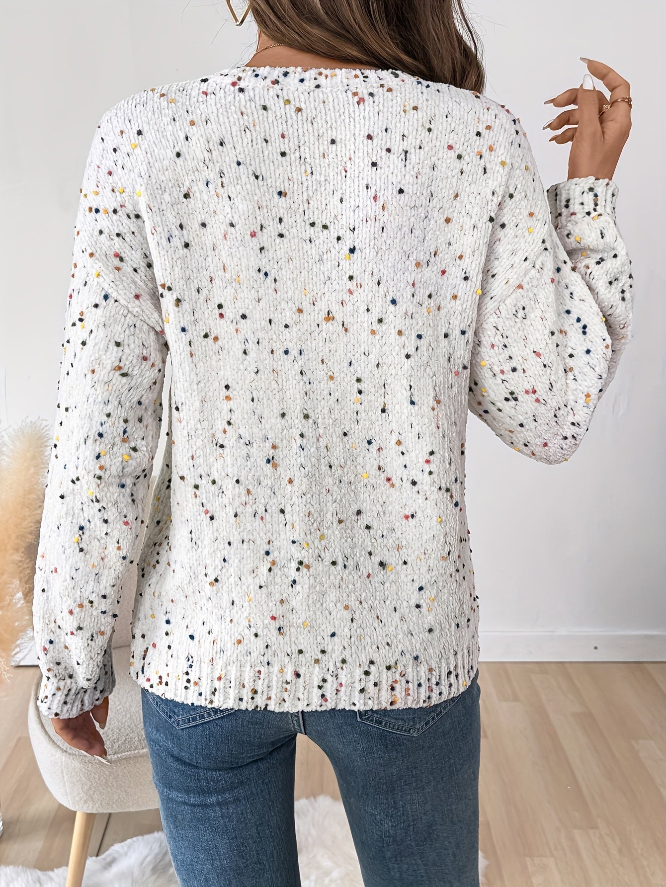 Josephine Vantroy | Speckled Round Neck Sweater For Women