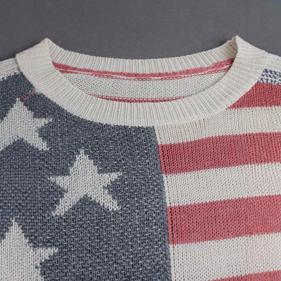 Brielle Ashmore | American Flag Knit Sweater For Women