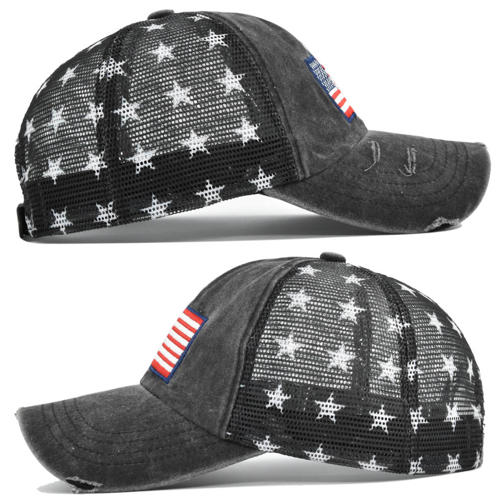 Beatrice Fontaine | Distressed American Flag Veterans Day Baseball Cap Unisex