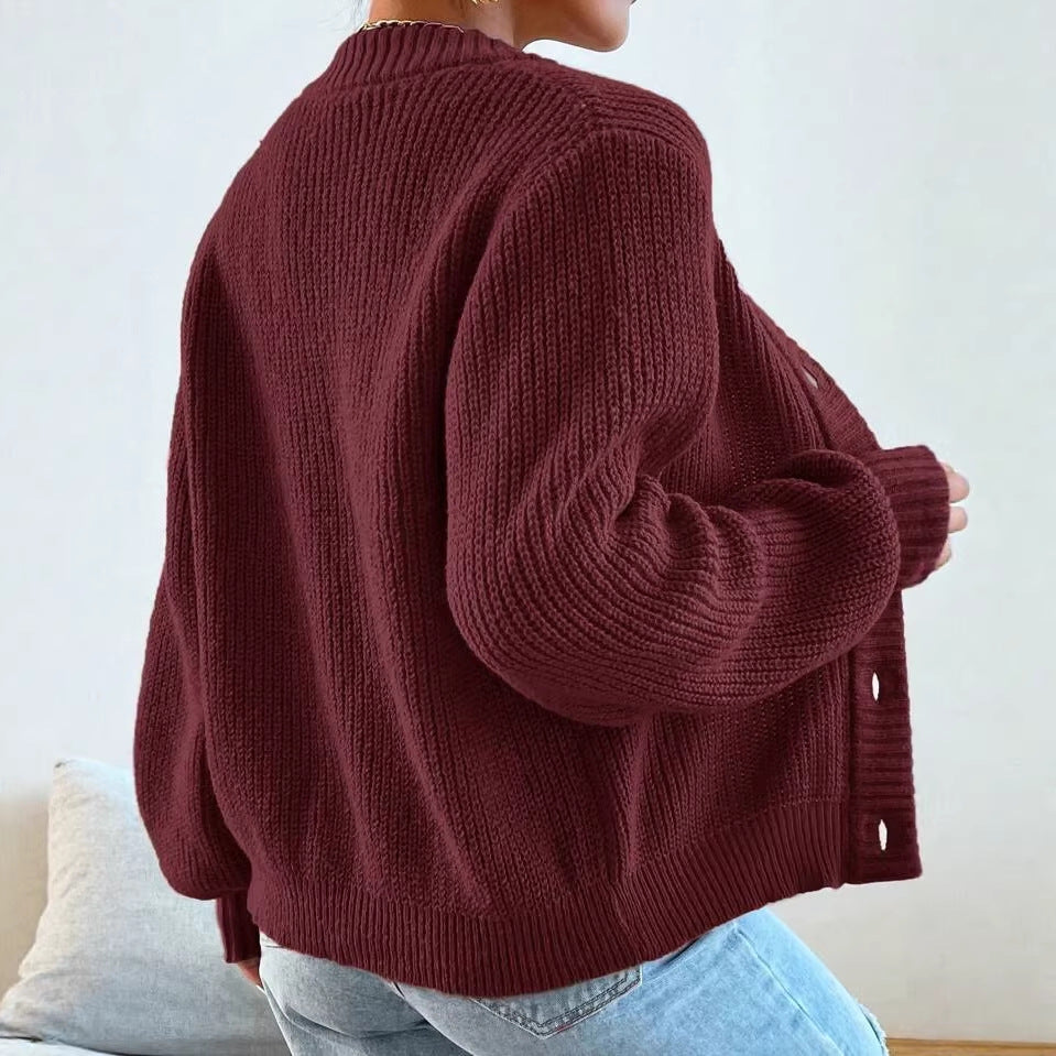 Colette Duvalier | Knitted Button-Front Cardigan For Women