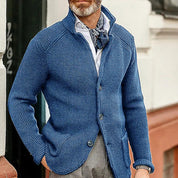 Wade Belham | Stand Collar Knit Cardigan Jacket For Men
