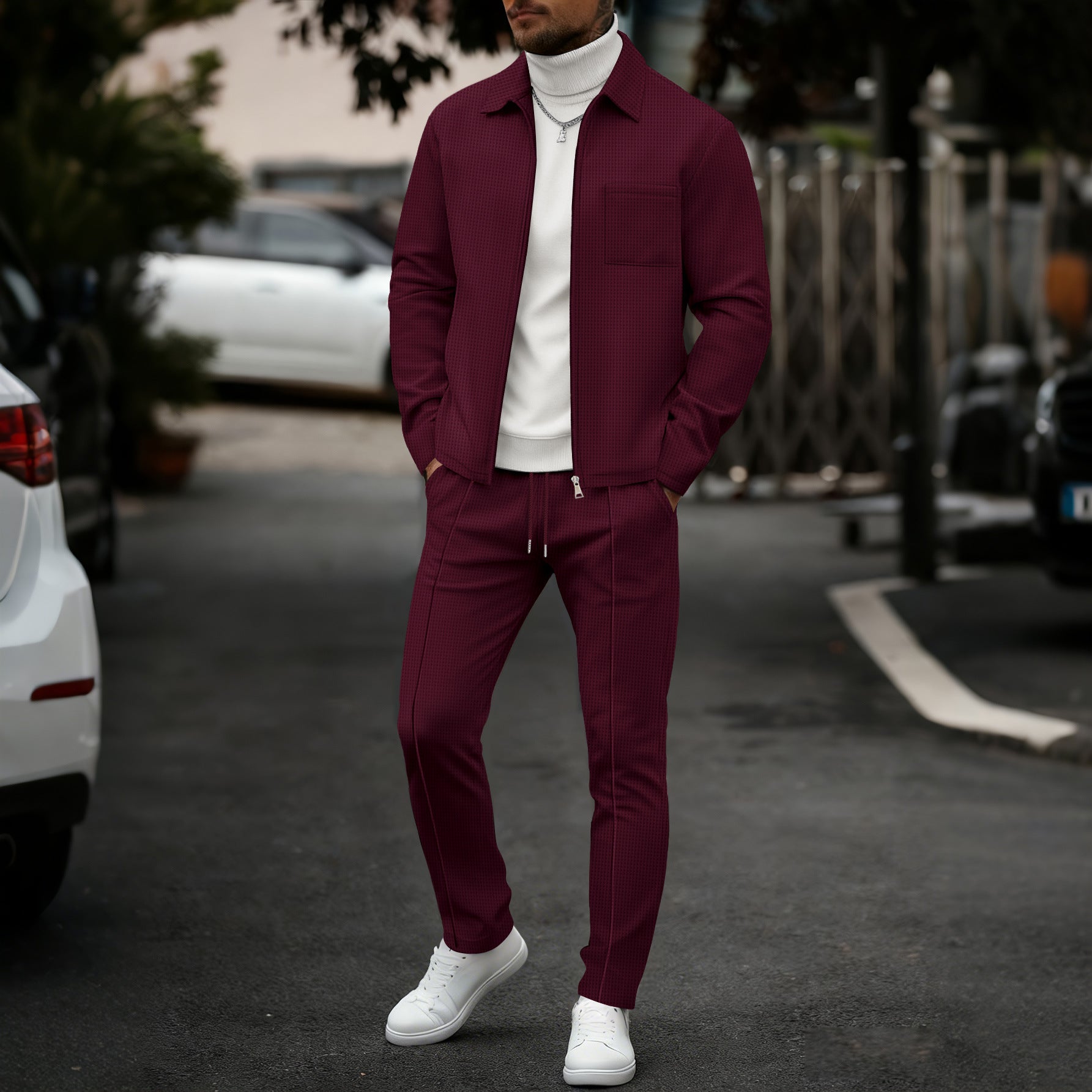 Rhett Graystone | Light Gray Shirt Jacket & Pants Set For Men