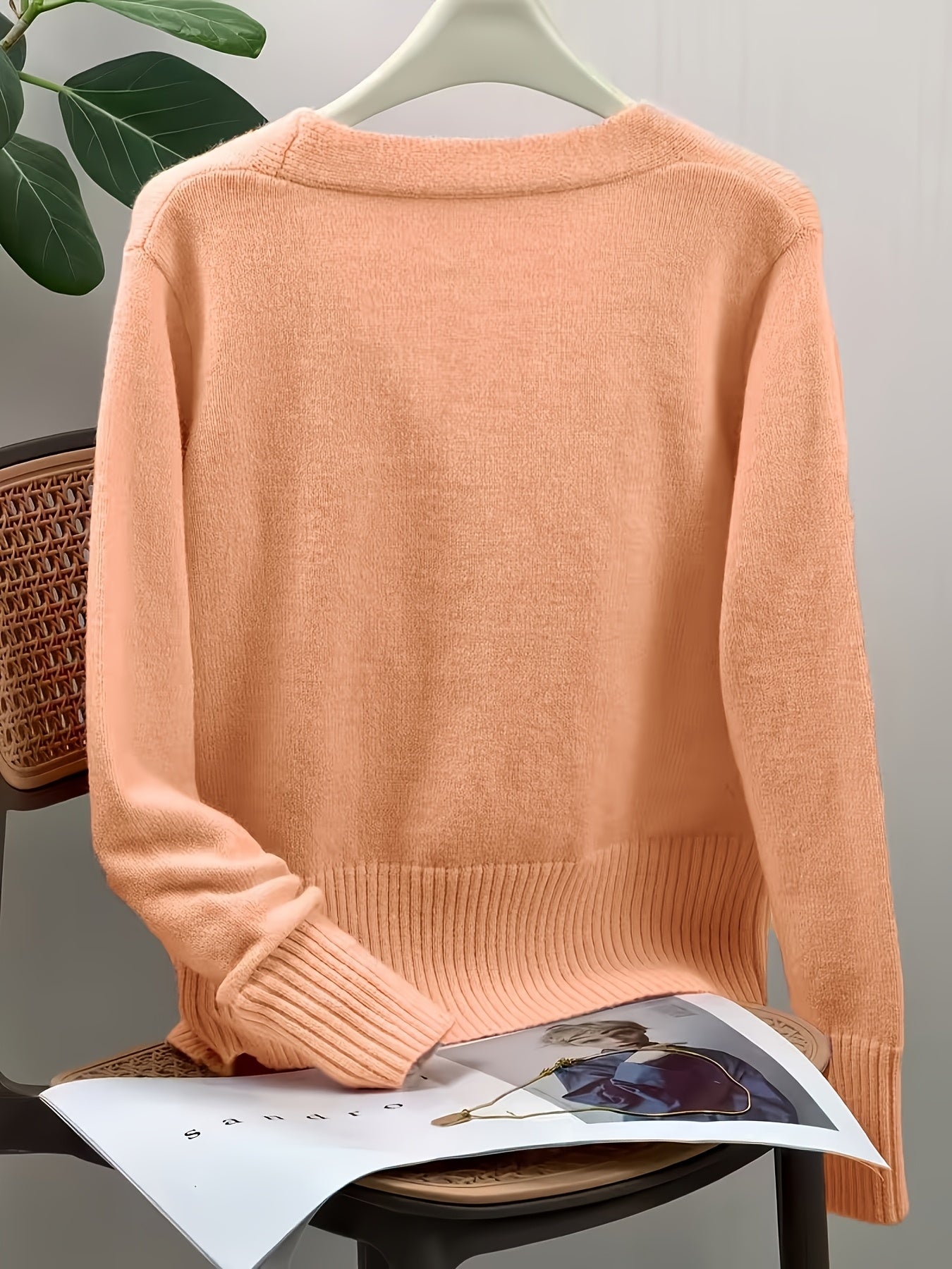 Mireille Costanzo | Heart-Button V-Neck Cardigan For Women