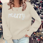 Amandine Charlevoix | Merry Christmas Crew Neck Sweater For Women