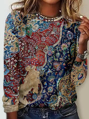 Josephine Lambert | Halloween Cat Print Long Sleeve Top For Women
