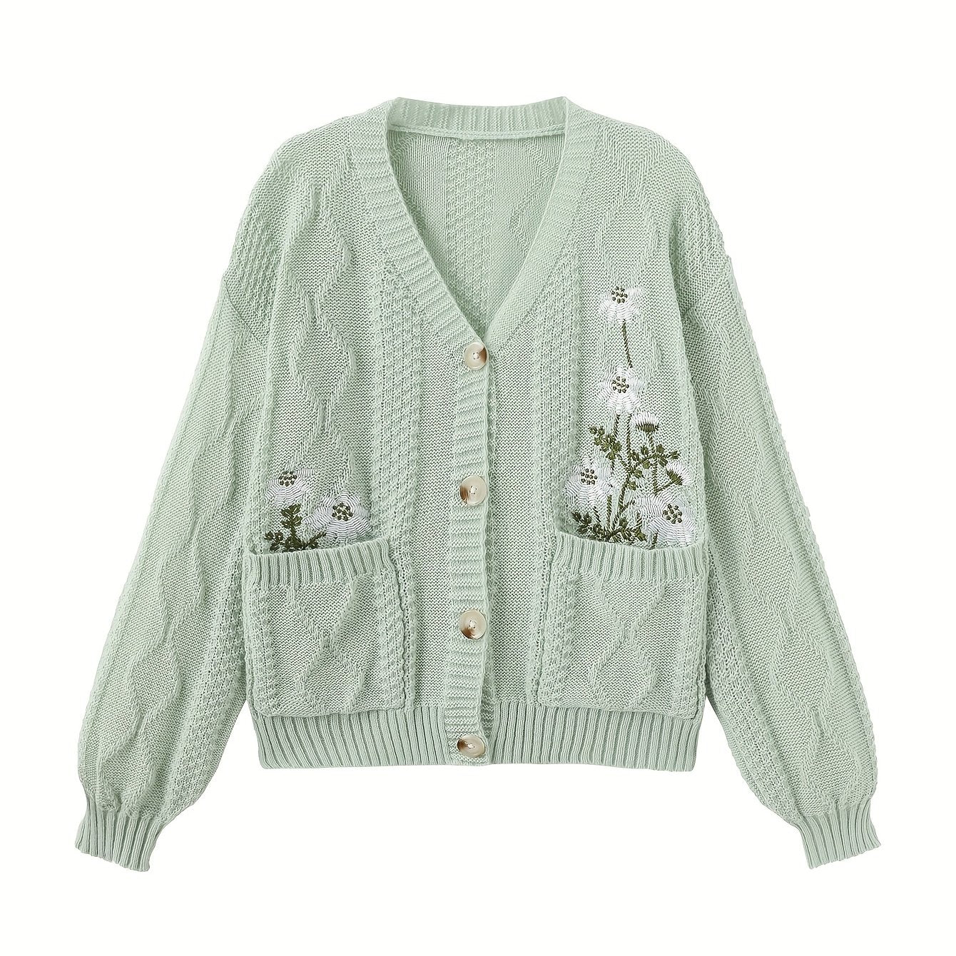 Noémie Lambert | Floral Embroidered Cardigan Sweater For Women