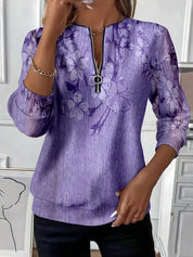 Charlotte Dubois | Abstract Print Half-Zip Top For Women