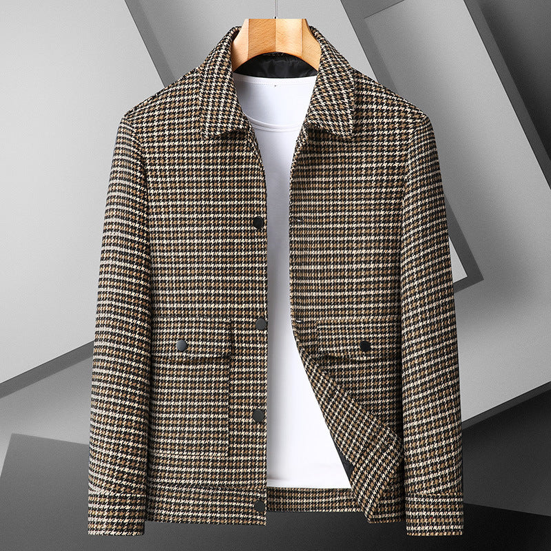 Ward Lingate | Houndstooth Button-Up Jacket For Men
