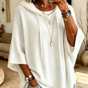 Eloise Drummond | Knitted Hooded Drawstring Sweater For Women