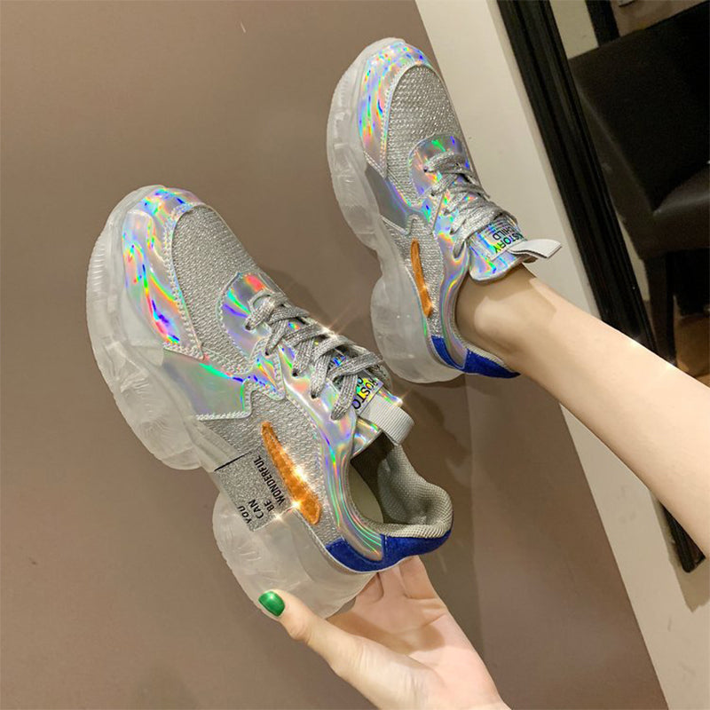 Valentina Rousseau | Metallic Chunky Sneakers For Women