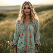 Felicity Boudreau | 3D Floral Bohemian Long-Sleeve Top For Women