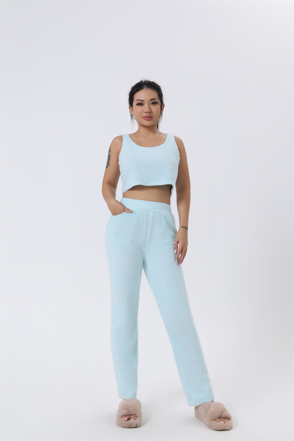 Brianna Vossmore | Fluffy 3-Piece Lounge Set For Women