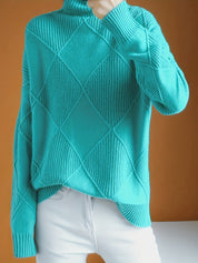 Josephine Alderidge | Diamond-Knit Turtleneck Sweater For Women