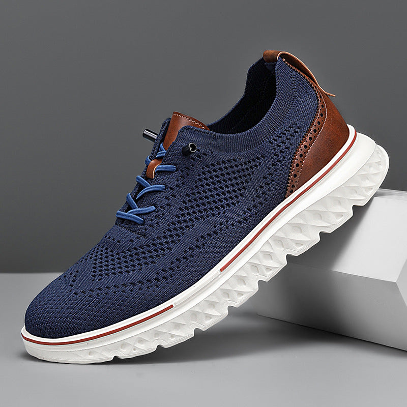 Wyatt Lakeside | Light Gray Knit Wingtip Sneakers For Men