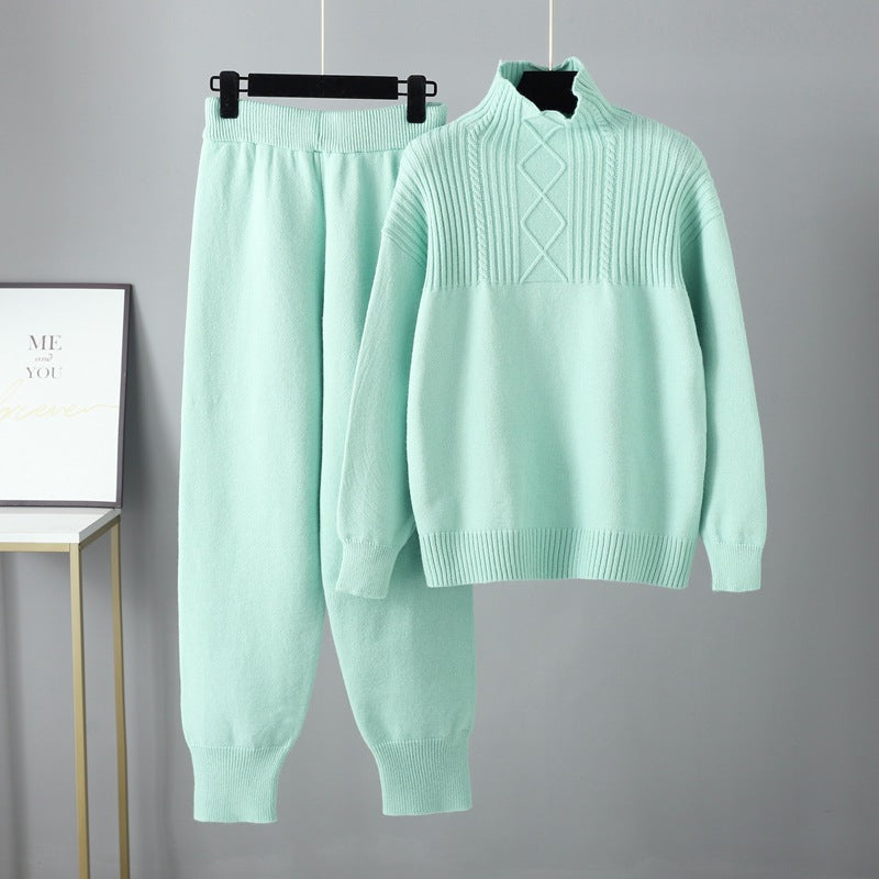 Odile Charvet | Cable-Knit Mock Neck Sweater Set For Women