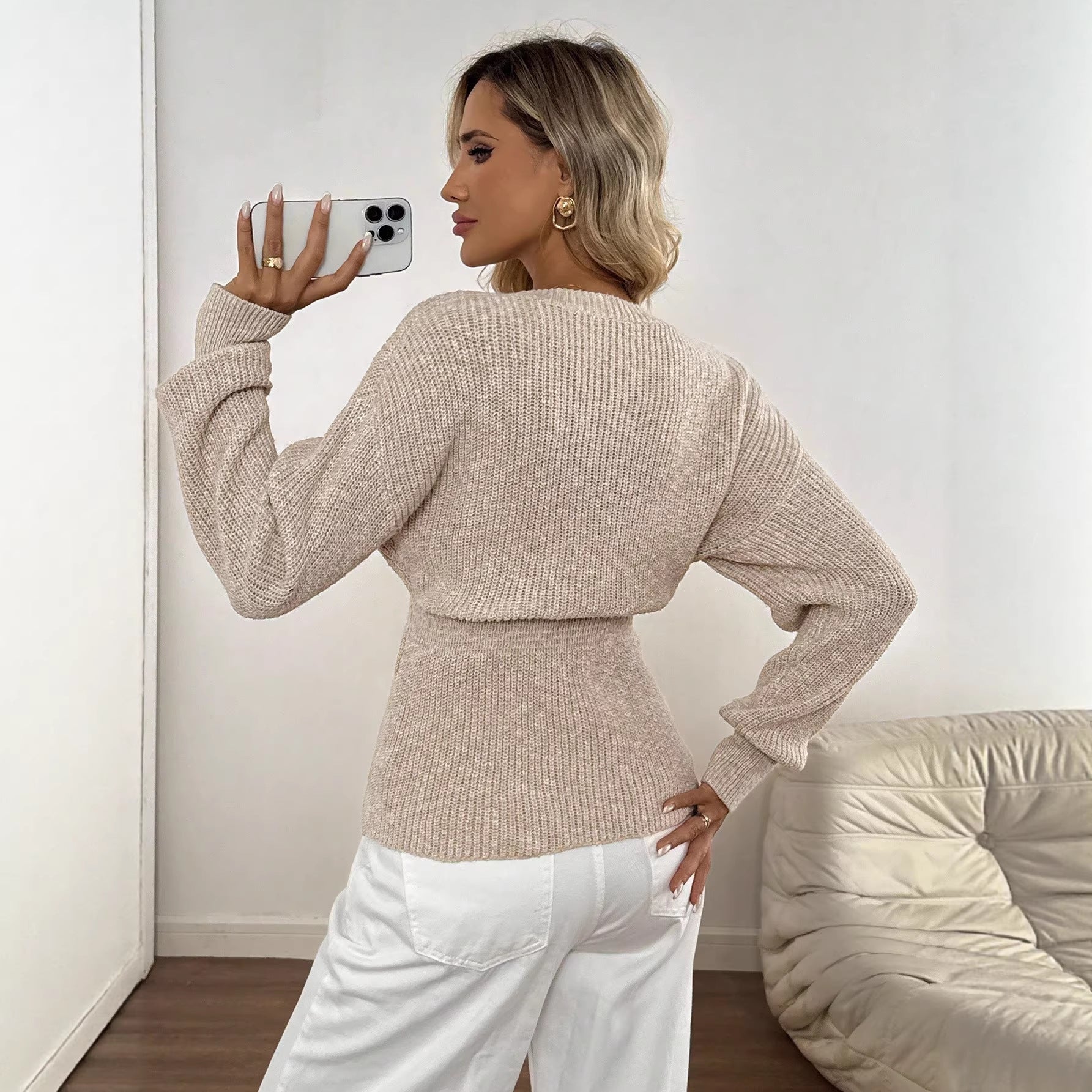 Simone Delacourt | V-Neck Button-Up Knit Cardigan For Women
