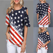 Tiffany Marlowe | American Flag Cold Shoulder Top For Women