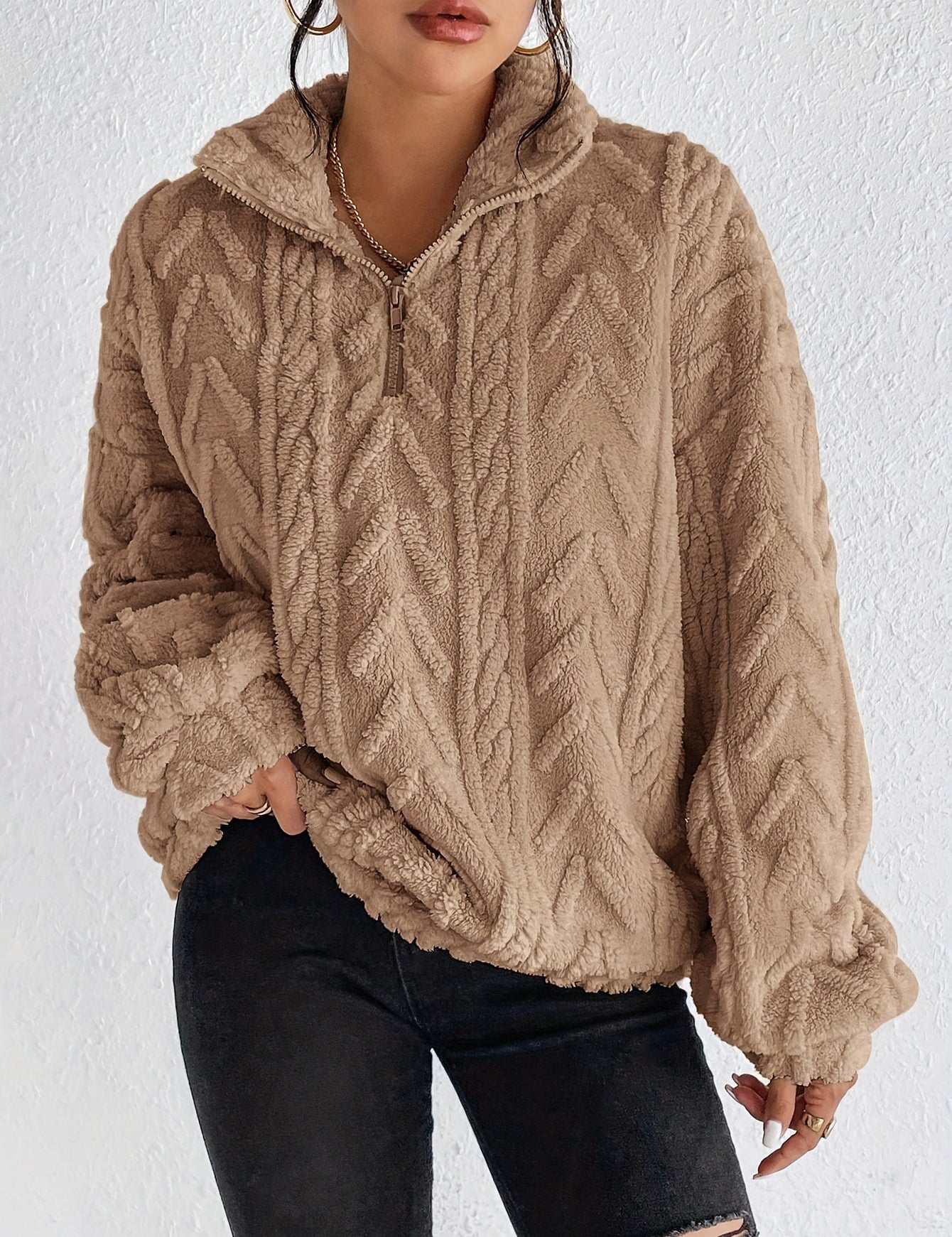 Adele Sorensen | Cable Knit Quarter-Zip Pullover For Women