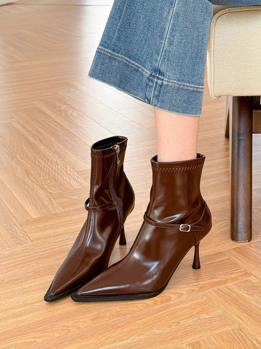 Talia Voss | Buckle Stiletto Ankle Boots For Women