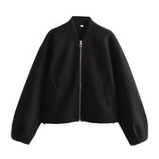 Noelle Fontclair | Stand Collar Wool-Blend Bomber Jacket For Women