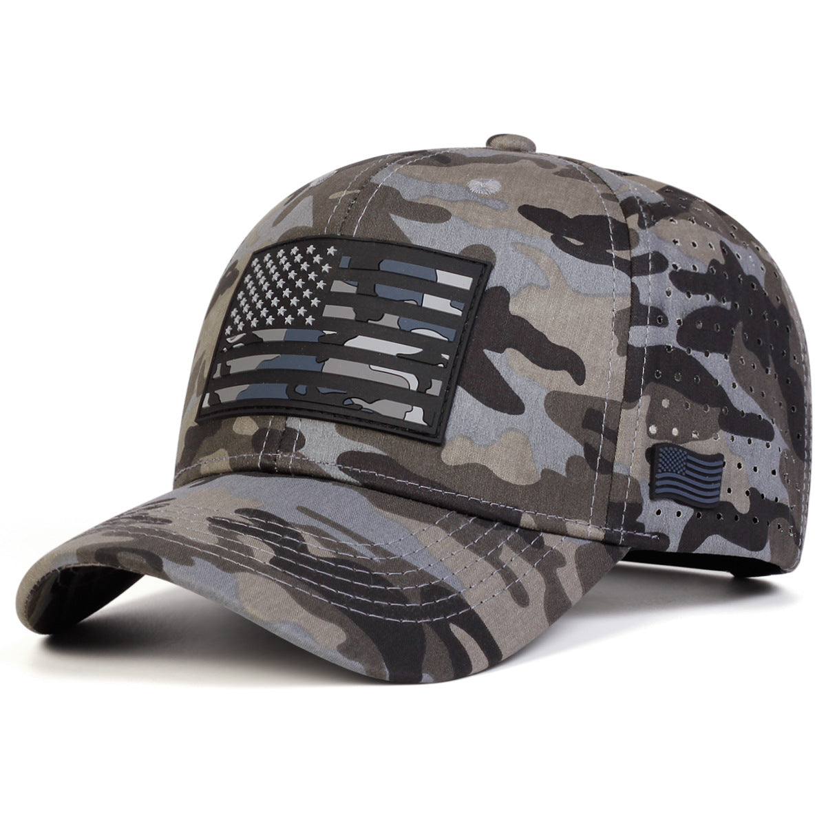 Genevieve Montclair | Black Flag Print Veterans Day Mesh Baseball Cap Unisex