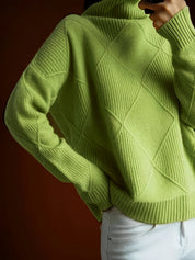 Josephine Alderidge | Diamond-Knit Turtleneck Sweater For Women