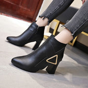 Simone Lefebvre | Pointed Toe Block Heel Ankle Boots For Women