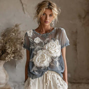 Rosalie Fontanel | Floral Print V-Neck Blouse For Women