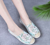 Genevieve Laurent | Aztec Print Canvas Espadrille Flats For Women