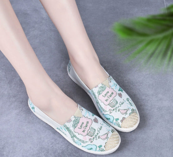 Genevieve Laurent | Aztec Print Canvas Espadrille Flats For Women