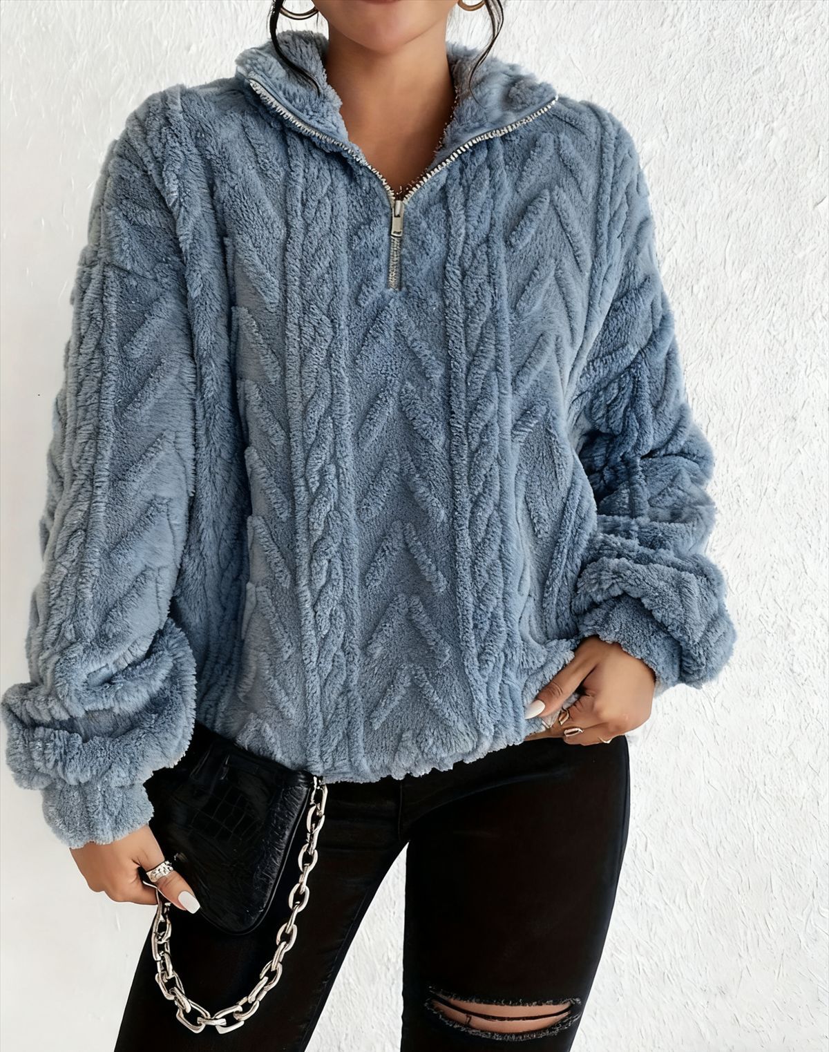 Adele Sorensen | Cable Knit Quarter-Zip Pullover For Women